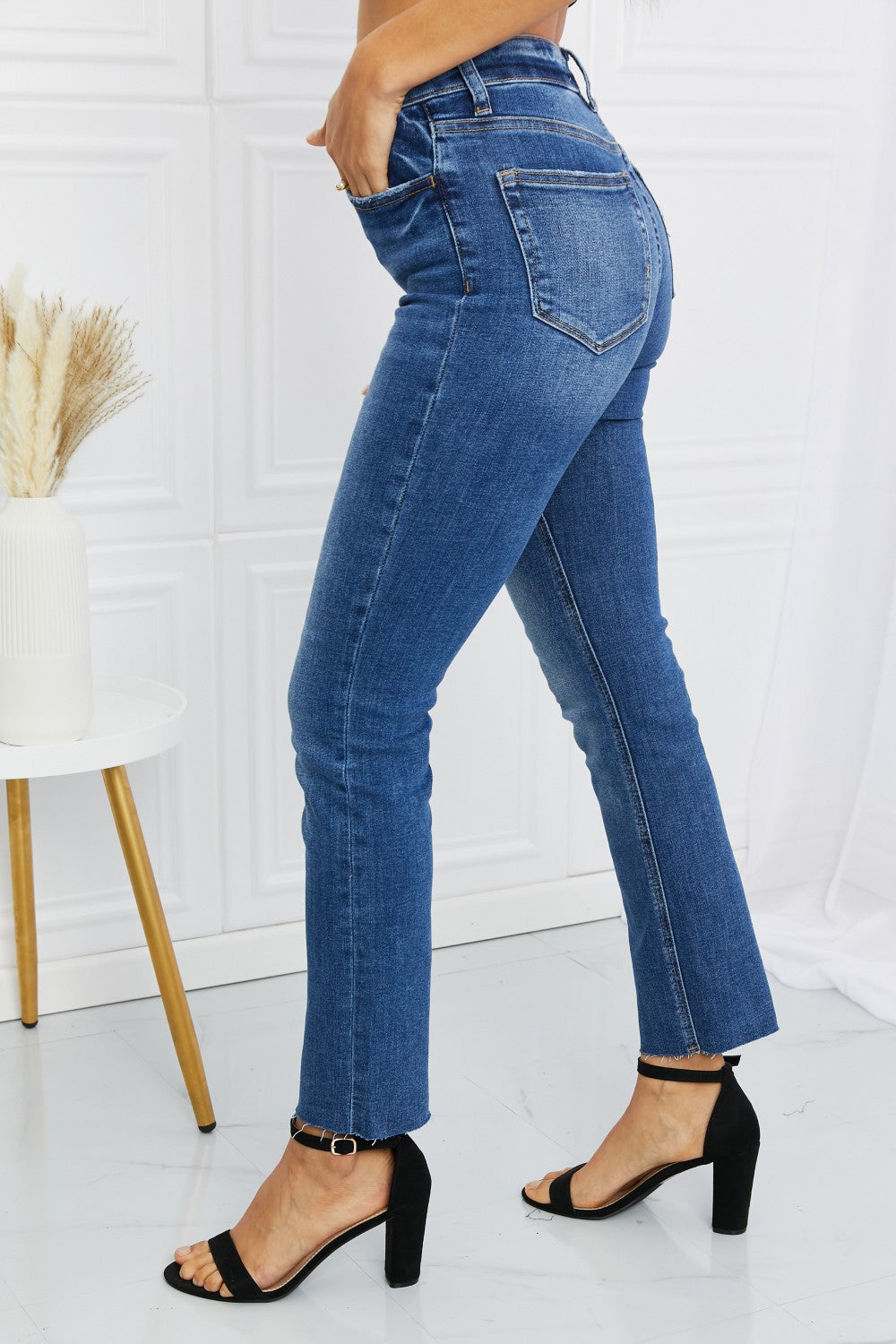VERVET Full Size Raw Hem Cropped Jeans
