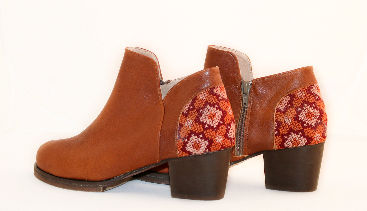 Flowers Ankle Boot - Brown